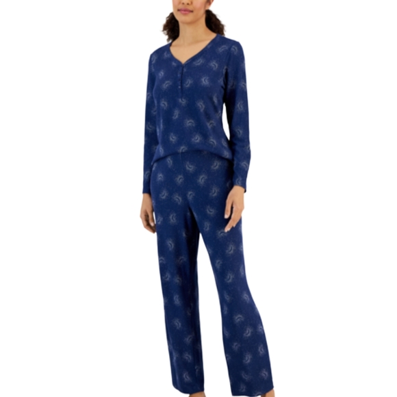 Charter Club Intimates & Sleepwear Charter Club Intimates Womens Blue Crest Moon Soft Knit